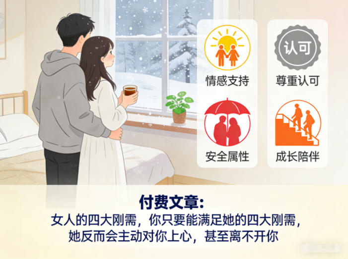 付费文章：女人的四大刚需，你只要能满足她的四大刚需，她反而会主动对你上心，甚至离不开你-蚂蚁汇资源分享项目网