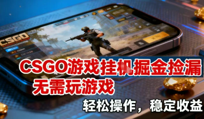 CSGO游戏挂G掘金捡漏，不需要玩游戏，操作简单，收益稳定【揭秘】-蚂蚁汇资源分享项目网