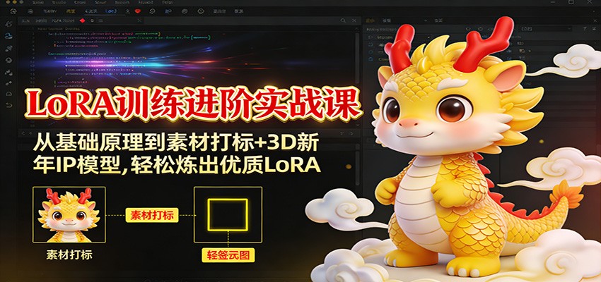 LoRA训练进阶实战课：从基础原理到素材打标+3D新年IP模型，轻松炼出优质LoRA-蚂蚁汇资源分享项目网