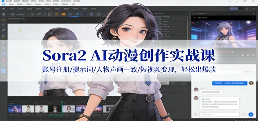 Sora2 AI动漫创作实战课：账号注册/提示词/人物声画一致/短视频变现，轻松出爆款-蚂蚁汇资源分享项目网