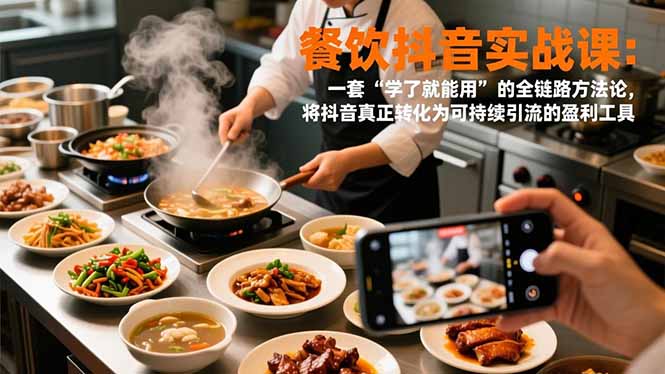 餐饮抖音实战课：一套“学了就能用”的全链路方法论，将抖音真正转化为可持续引流的盈利工具-蚂蚁汇资源分享项目网