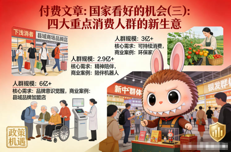 付费文章：国家看好的机会(三)：四大重点消 费人群的新生意-蚂蚁汇资源分享项目网