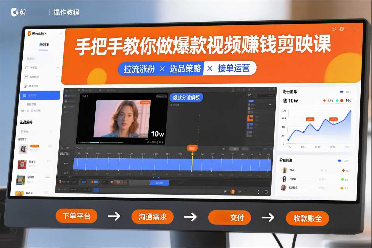 手把手教你做爆款视频赚钱剪映课，手把手教学拉流涨粉、选品策略和接单运营(更新2026)-蚂蚁汇资源分享项目网