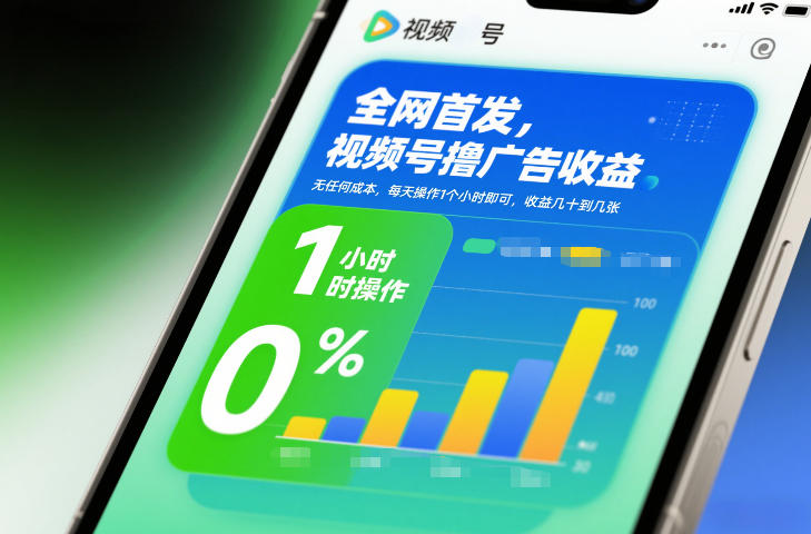 全网首发，视频号撸广告收益，无任何成本，每天操作1个小时即可，收益几十到几张-蚂蚁汇资源分享项目网