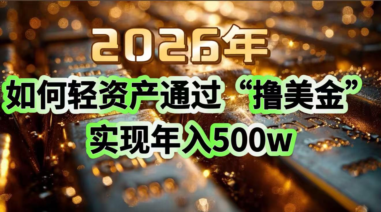 2026年如何轻资产通过“撸美金”实现年入500w-蚂蚁汇资源分享项目网