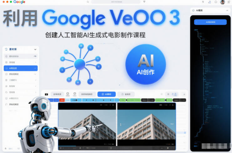 利l用Google Veo 3创建人工智能AI生成式电影制作课程，使用人工智能的力量创建令人惊叹的视频-蚂蚁汇资源分享项目网