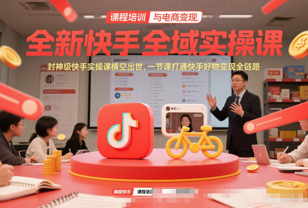 全新快手全域实操课，封神级快手实操课横空出世，一节课打通快手好物变现全链路-蚂蚁汇资源分享项目网