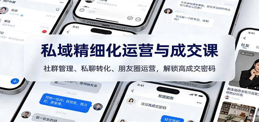 私域精细化运营与成交课：社群管理、私聊转化、朋友圈运营，解锁高成交密码-蚂蚁汇资源分享项目网