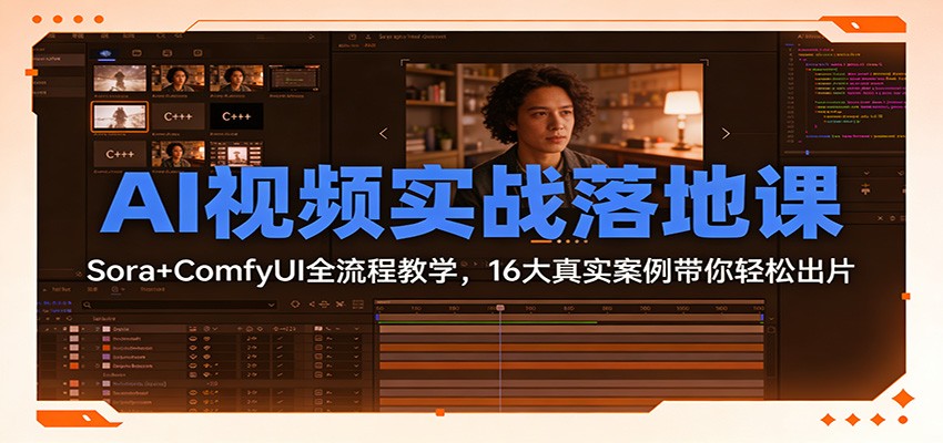 AI视频实战落地课：Sora+ComfyUI全流程教学，16大真实案例带你轻松出片-蚂蚁汇资源分享项目网