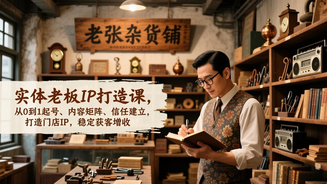 实体老板IP打造课，从0到1起号、内容矩阵、信任建立，打造门店IP，稳定获客增收-蚂蚁汇资源分享项目网