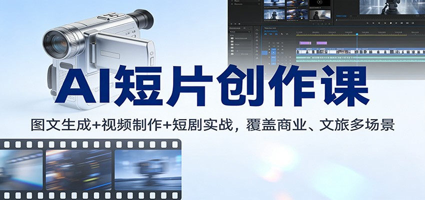 AI短片创作课：图文生成+ 视频制作+短剧实战，覆盖商业、 文旅多场景-蚂蚁汇资源分享项目网