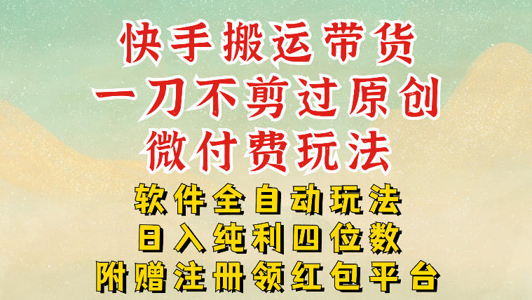 快手搬运带货，一刀不剪过原创，微付费玩法，软件全自动玩法，日入纯利四位数【揭秘】-蚂蚁汇资源分享项目网