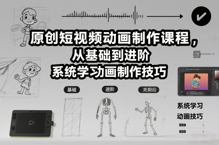 原创短视频动画制作课程，从基础到进阶，系统学习动画制作技巧-蚂蚁汇资源分享项目网