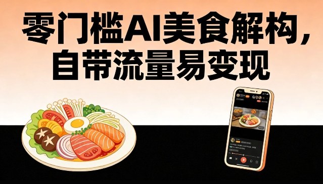 零门槛AI美食解构，自带流量易变现-蚂蚁汇资源分享项目网