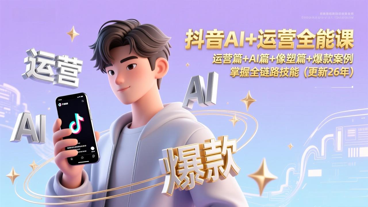 抖音AI+运营全能课，运营篇+AI篇+像塑篇+爆款案例，掌握全链路技能(更新26年-蚂蚁汇资源分享项目网