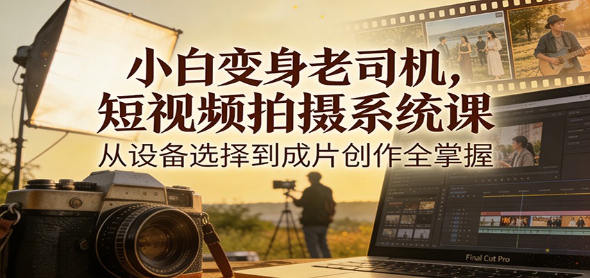 小白变身老司机，短视频拍摄系统课，从设备选择到成片创作全掌握-蚂蚁汇资源分享项目网