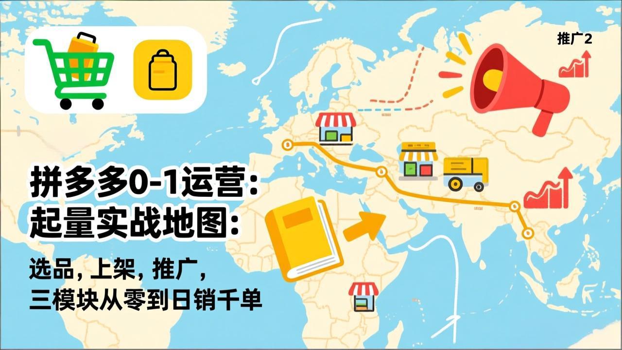 拼多多0-1运营：起量实战地图：选品，上架，推广，三模块从零到日销千单-蚂蚁汇资源分享项目网