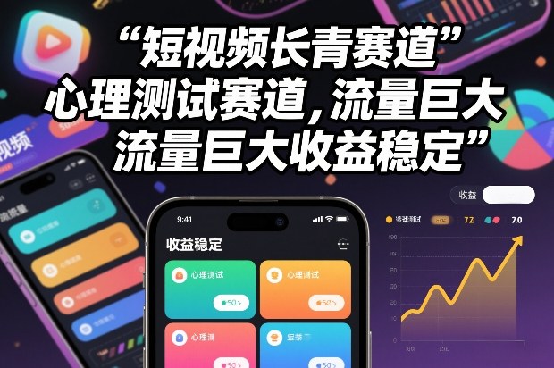 短视频长青赛道，心里测试赛道，流量巨大，收益稳定-蚂蚁汇资源分享项目网