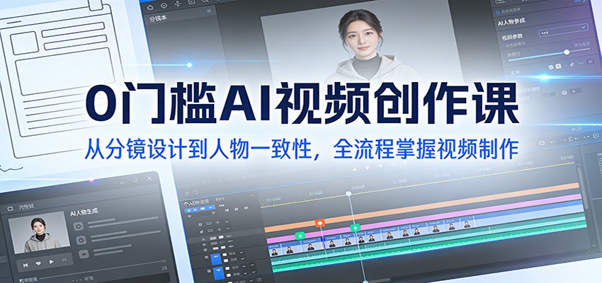 0门槛AI视频创作课：从分镜设计到人物一致性，全流程掌握视频制作-蚂蚁汇资源分享项目网