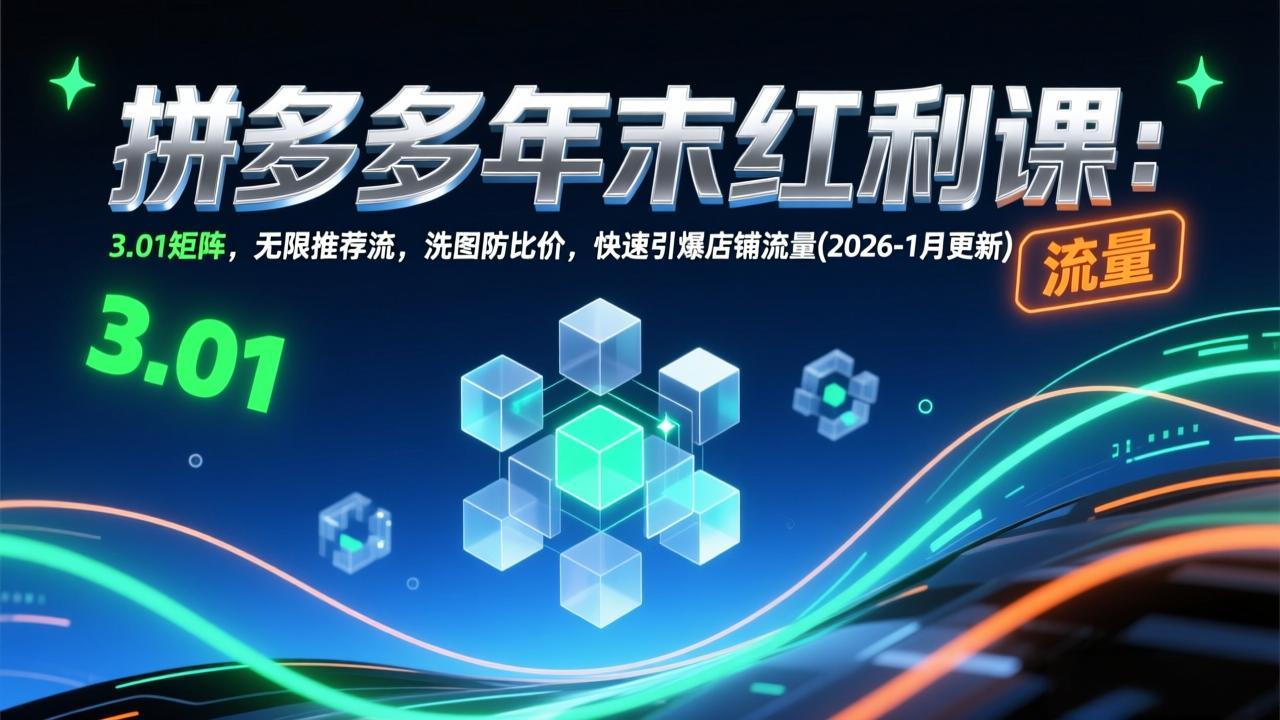 拼多多年末红利课：3.01矩阵，无限推荐流，洗图防比价，快速引爆店铺流量(2026-1月更新-蚂蚁汇资源分享项目网