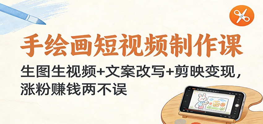手绘画短视频制作课：生图生视频+文案改写+剪映变现，涨粉赚钱两不误-蚂蚁汇资源分享项目网