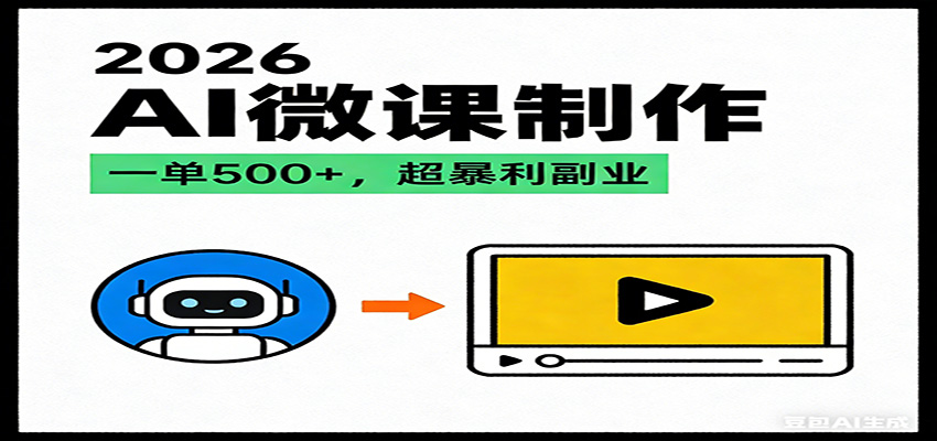 2026AI 风口最稳副业：微课代写制作，一单 500+，人人可做的蓝海项目-蚂蚁汇资源分享项目网