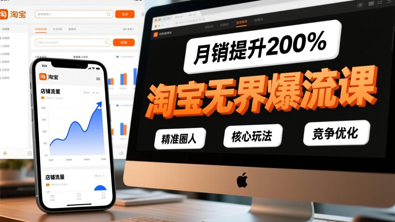 淘宝无界爆流课，精准圈人、核心玩法、竞争优化，快速引爆店铺流量，月销提升200%-蚂蚁汇资源分享项目网