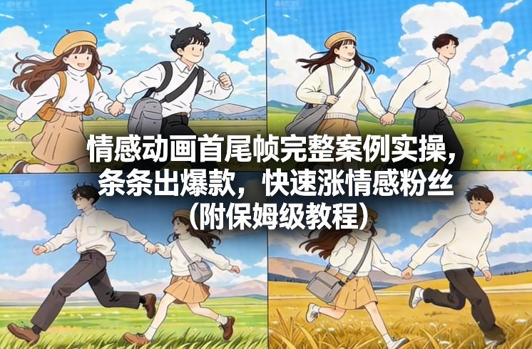 情感动画首尾帧完整案例实操，条条出爆款，快速涨情感粉丝(附保姆级教程)-蚂蚁汇资源分享项目网