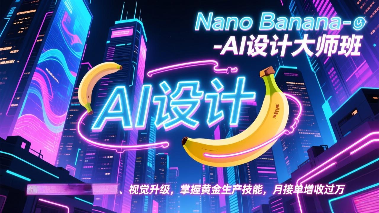 Nano Banana-AI设计大师班，修图合成、广告创作、视觉升级，掌握黄金生产技能，月接单增收过万-蚂蚁汇资源分享项目网