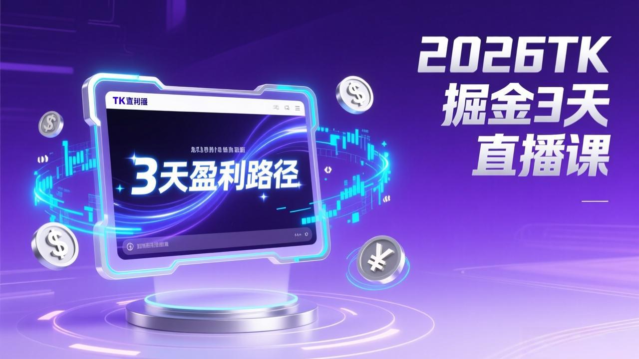 2026TK掘金直播课，起号涨粉+直播带货+商单变现+3天打通盈利路径，月入过万美金-蚂蚁汇资源分享项目网