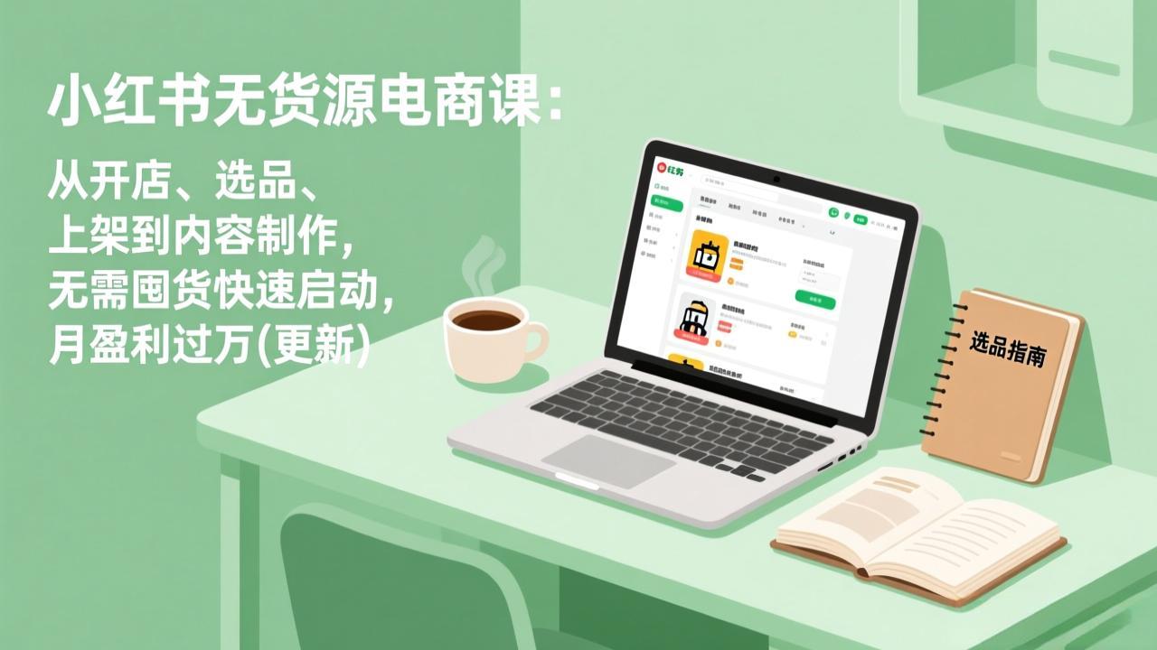 小红书无货源电商课：从开店、选品、上架到内容制作，无需囤货快速启动，月盈利过万(更新-蚂蚁汇资源分享项目网