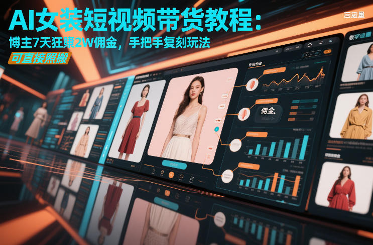 AI女装短视频带货教程：博主7天狂賺2W佣金，手把手复刻玩法，可直接照搬-蚂蚁汇资源分享项目网