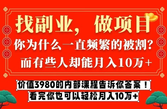 价值3980的网创内部课程，告诉你互联网创业月入10个W的秘密【揭秘】-蚂蚁汇资源分享项目网