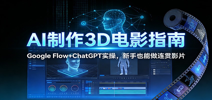 AI制作3D电影指南：Google Flow+ChatGPT实操，新手也能做连贯影片-蚂蚁汇资源分享项目网