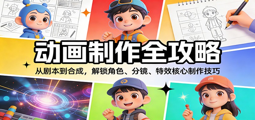 动画制作全攻略：从剧本到合成，解锁角色、分镜、特效核心制作技巧-蚂蚁汇资源分享项目网