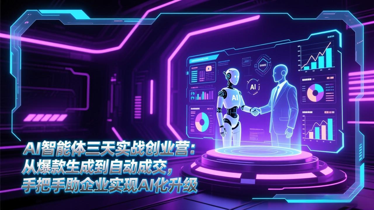 AI智能体三天实战创业营：从爆款生成到自动成交，手把手助企业实现AI化升级-蚂蚁汇资源分享项目网