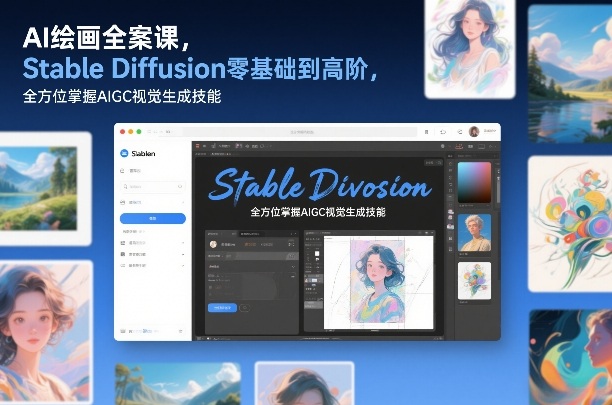 AI绘画全案课，Stable Diffusion零基础到高阶，全方位掌握AIGC视觉生成技能-蚂蚁汇资源分享项目网
