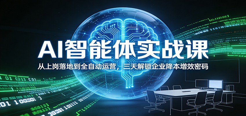 AI智能体实战课：从上岗落地到全自动运营，三天解锁企业降本增效密码-蚂蚁汇资源分享项目网