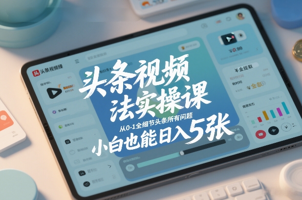 头条视频玩法实操课，从0-1全细节头条所有问题，小白也能日入5张-蚂蚁汇资源分享项目网