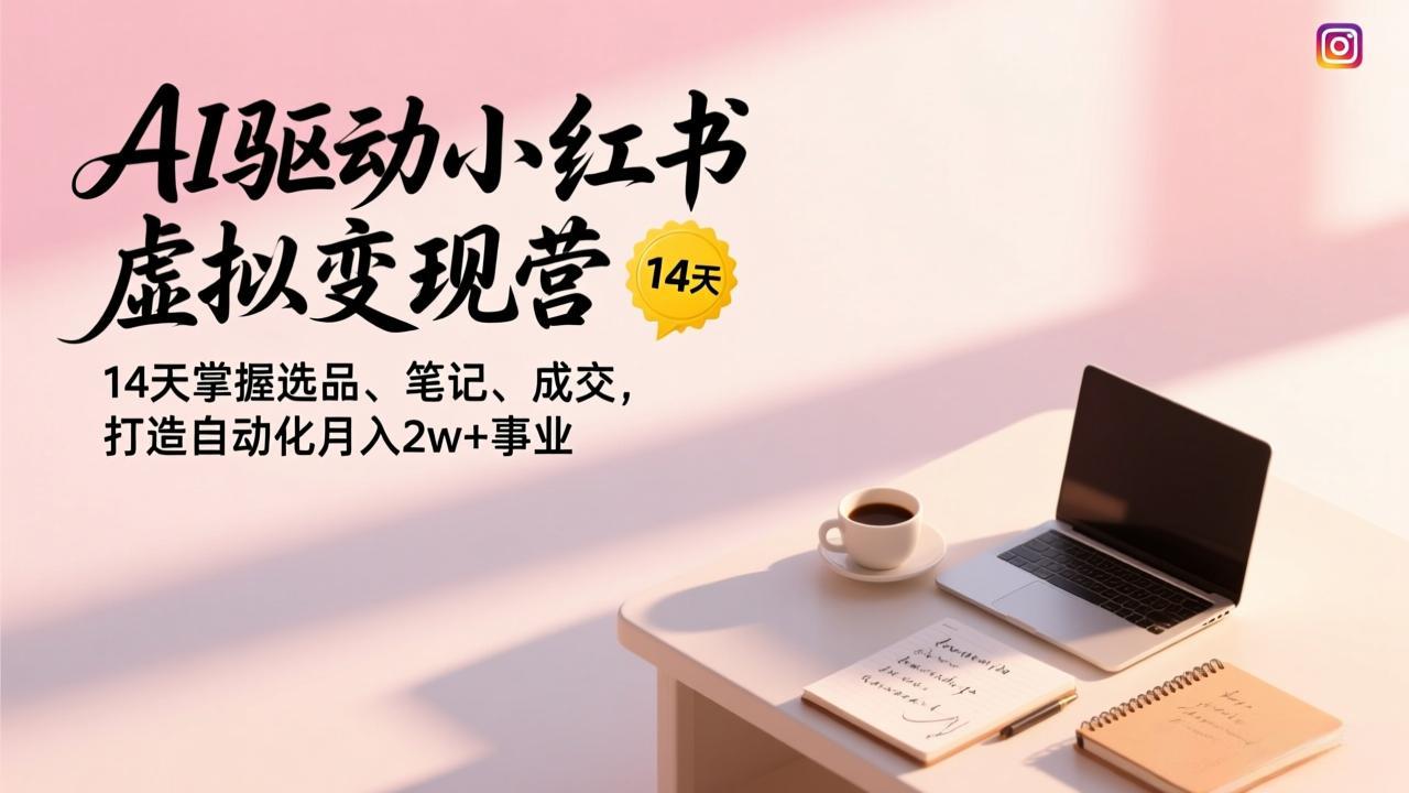 AI驱动小红书虚拟变现营，14天掌握选品、笔记、成交，打造自动化月入2w+事业-蚂蚁汇资源分享项目网