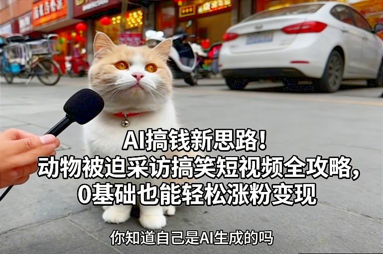 AI搞钱新思路！动物被迫采访搞笑短视频全攻略，0基础也能轻松涨粉变现-蚂蚁汇资源分享项目网