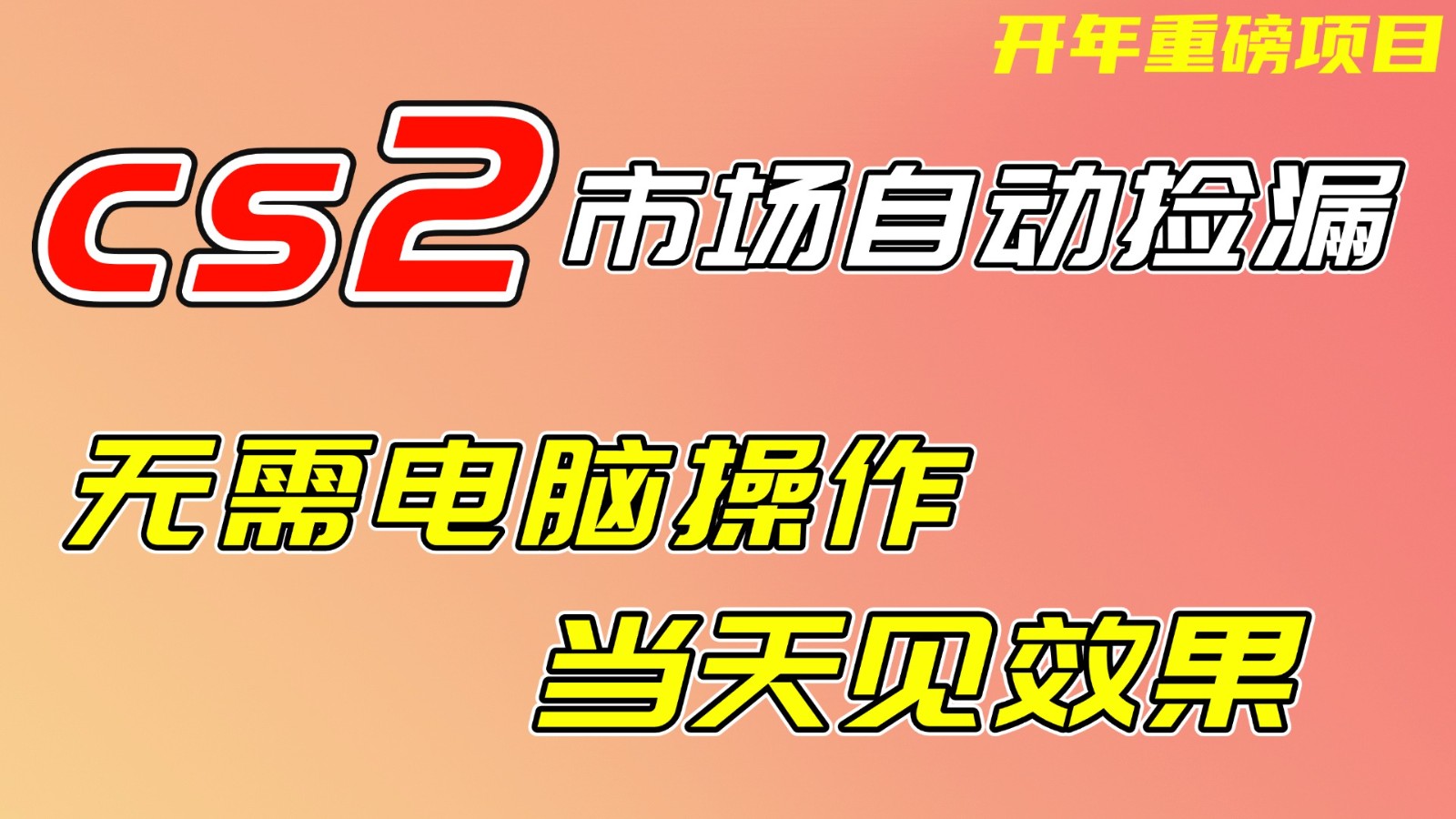 CS2市场挂机项，无需电脑操作，无需进入游戏，当天见效果，支持任何形式验证-蚂蚁汇资源分享项目网