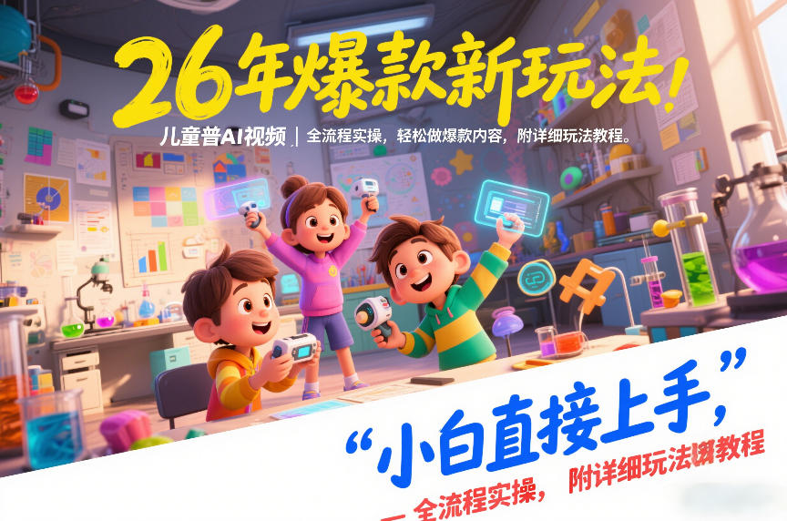 26年爆款新玩法，儿童科普AI视频，全流程实操，轻松做爆款内容，小白直接上手，附详细玩法教程-蚂蚁汇资源分享项目网