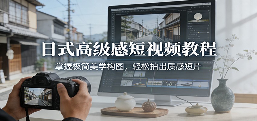 日式高级感短视频教程：掌握极简美学构图，轻松拍出质感短片-蚂蚁汇资源分享项目网