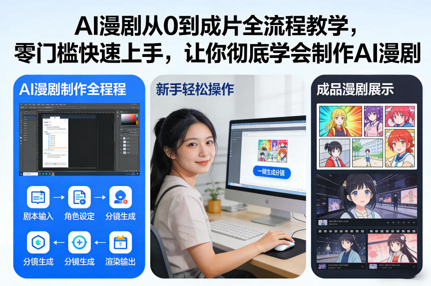AI漫剧从0到成片全流程教学，零门槛快速上手，让你彻底学会制作AI漫剧【保姆级教程】-蚂蚁汇资源分享项目网