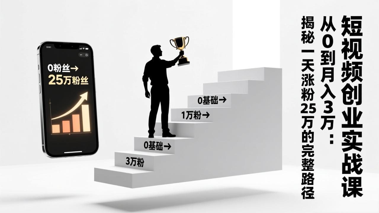 短视频创业实战课：从0到月入3万：揭秘一天涨粉25万的完整路径-蚂蚁汇资源分享项目网