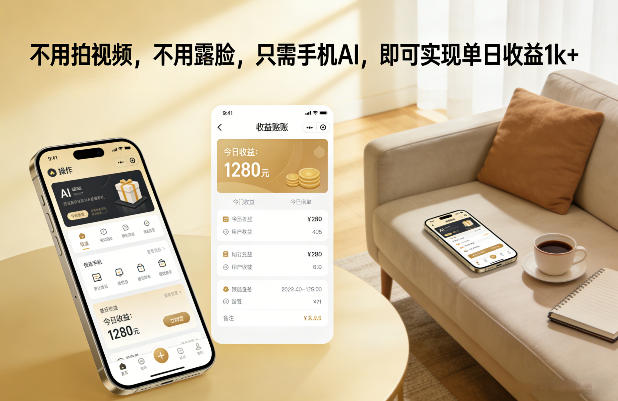 不用拍视频，不用露脸，只需手机AI，即可实现单日收益1k+【揭秘】-蚂蚁汇资源分享项目网