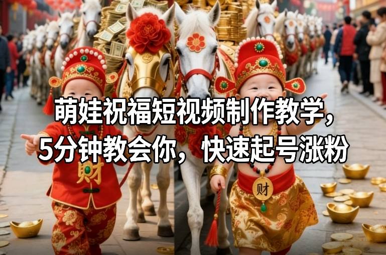 萌娃祝福短视频制作教学，5分钟教会你，快速起号涨粉-蚂蚁汇资源分享项目网