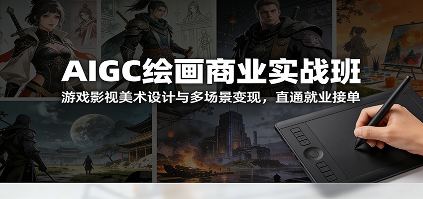 AIGC绘画商业实战班：游戏影视美术设计与多场景变现，直通就业接单-蚂蚁汇资源分享项目网