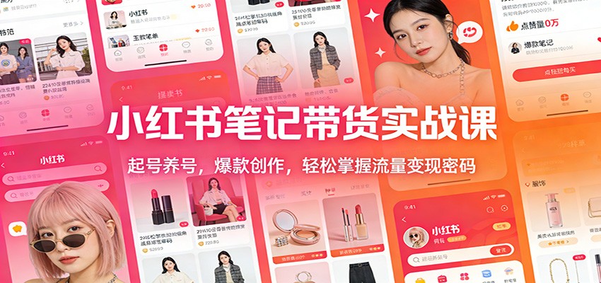 小红书笔记带货实战课：起号养号，爆款创作，轻松掌握流量变现密码-蚂蚁汇资源分享项目网